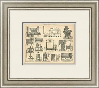 Антикварная гравюра "Производство муки"