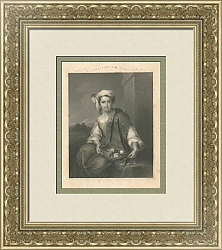 "Цветочница" - антикварная гравюра - оригинальный подарок