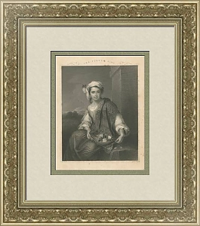 "Цветочница" - антикварная гравюра - оригинальный подарок