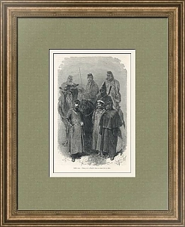 Антикварная гравюра "Русские солдаты"