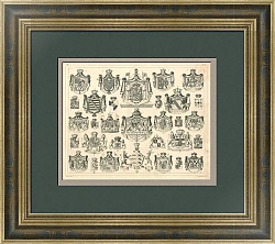 "Гербы Германской империи" - антикварная гравюра