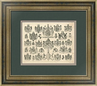 "Гербы Германской империи" - антикварная гравюра