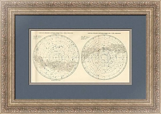 Карта звездного неба - редкая антикварная литография