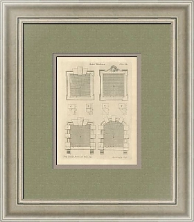 Антикварная гравюра "Окна мансарды"