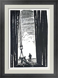 "На строительстве моста" - редкая линогравюра СССР