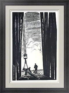 "На строительстве моста" - редкая линогравюра СССР