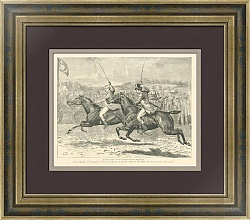 Антикварная гравюра "Без с препятствиями. Финиш" - вип подарок