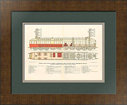 Антикварный чертеж вагона Электрической дороги большой скорости - хромолитография