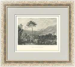 Антикварная гравюра "Замок Хорнби в Ланкашире"