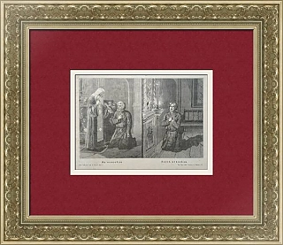 Старинная гравюра "На исповеди"