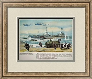 Десантные корабли на учении - оригинальный лист из серии "Корабли ВМФ СССР"