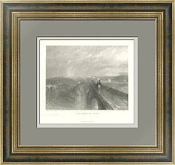 "Дождь, пар и скорость" - антикварная гравюра - вип подарок