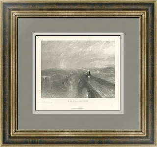 "Дождь, пар и скорость" - антикварная гравюра - вип подарок