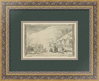 "Сани в России" - редкая антикварная гравюра