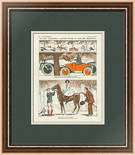 "Диалоги на колесах и диалоги верхом" - антикварная страница La Vie Parisienne, Франция