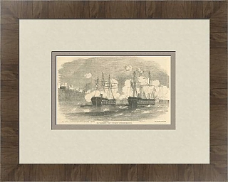 "Агамемнон" и "Санспарель" атакуют Севастополь - старинная гравюра из London News - 1854