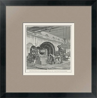 Антикварная гравюра "Завод по строительству станков"