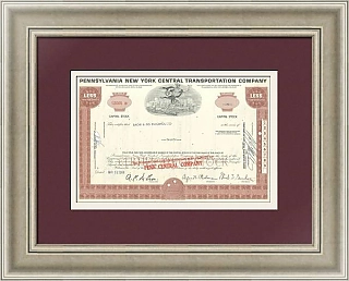 Ценная бумага ЖД компании Pennsylvania New York Central Transportation Company