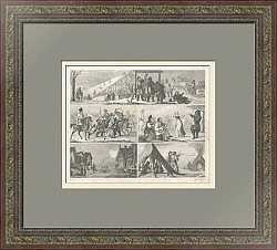 "Россия. Бытовые сцены" - редкая антикварная гравюра