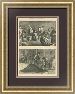 "Зарисовки на чайном складе" - антикварная гравюра