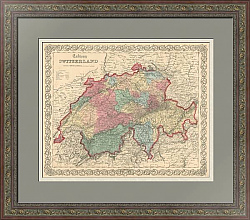 Антикварная Карта Швейцарии - оригинальный подарок