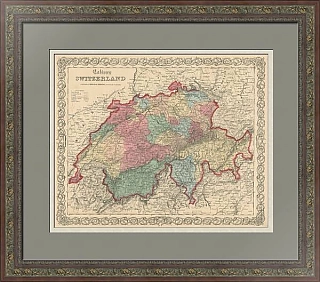 Антикварная Карта Швейцарии - оригинальный подарок