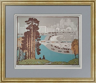 Оригинальная линогравюра "Новостройки"