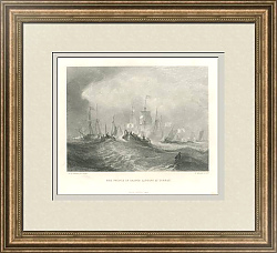 "Принц Оранский высаживается в порту Торбей" - антикварная гравюра