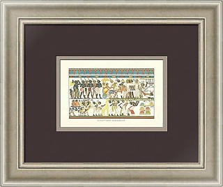 Антикварная гравюра "Фрески Древнего Египта"