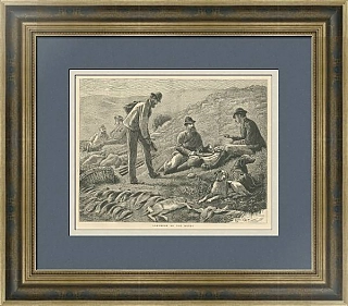 "Обед на вересковых пустошах" - редкая английская гравюра