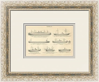 "Кораблестроение" - антикварная гравюра - вип подарок