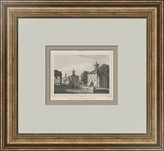 "Внутренний вид Троицкого монастыря" - редкая старинная гравюра