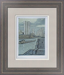 Оригинальная автолитография "Огни новой Москвы"