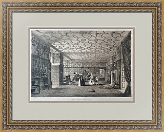 "Levens Hall, графство Вестморленд" - антикварная литография