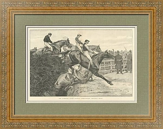 Антикварная гравюра "Большой Ливерпульский Национальный забег"