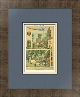 Антикварная хромолитография "Буддизм"