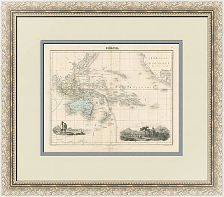 Старинная карта - "Океания" - редкий подарок