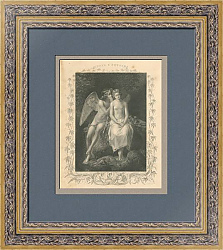 "Амур и Психея" - антикварная гравюра - редкий подарок