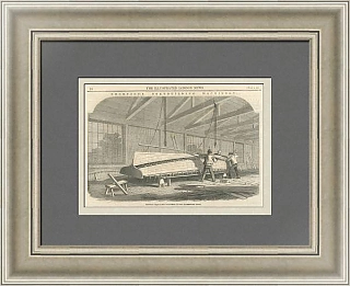 "Строительство судна" - антикварная гравюра