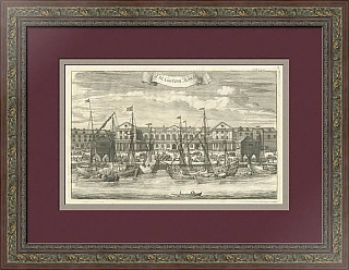 "Таможня в Лондоне" - антикварная английская гравюра