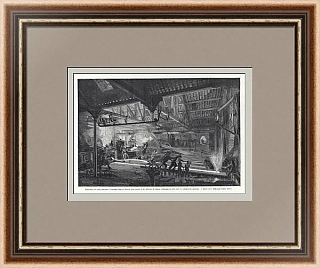 "Изговление рельсов" - антикварная гравюра