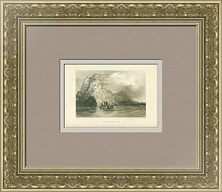 Антикварная гравюра "Стрельба по морской дичи"