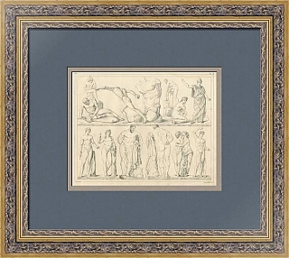 Редкая гравюра "Античная скульптура"