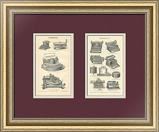 Антикварные гравюры "Пишущие машинки"