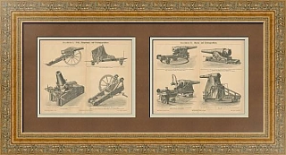 Редкие антикварные гравюры "Полевые и морские орудия"