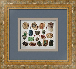 Антикварная хромолитография "Драгоценные камни"