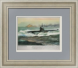 Атомная подводная лодка - оригинальный лист из серии "Корабли ВМФ СССР"