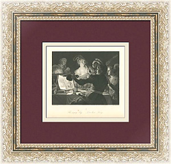 Антикварная оригинальная гравюра "Пустой кувшин"