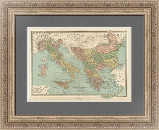 Антикварная карта "Италия, Турция в Европе и Греция"