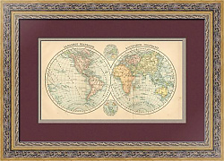 Карта Мира. Полушария - редкий антикварный подарок